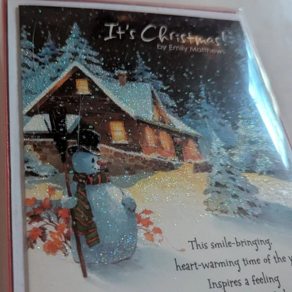 NWT 16 Winter Glitter Snow Christmas Cards American Greetings Sealed Box Holiday